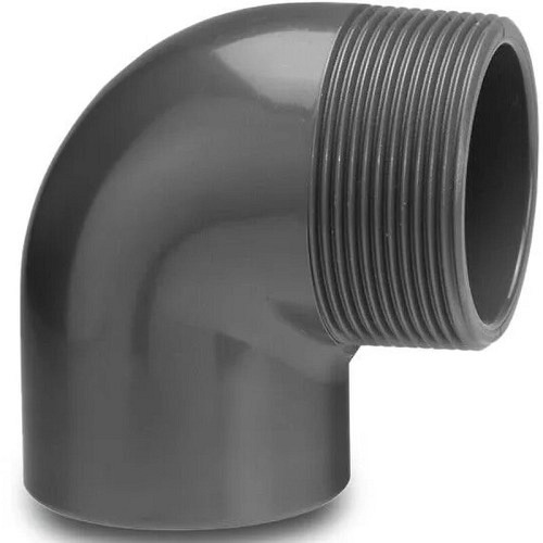 Profec Winkel 90° PVC-U mit AG, PN10, grau