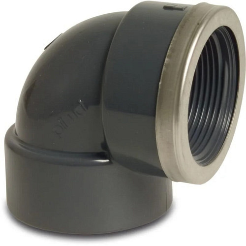 Profec Winkel 90° PVC-U, IG verstärkt, PN16, grau